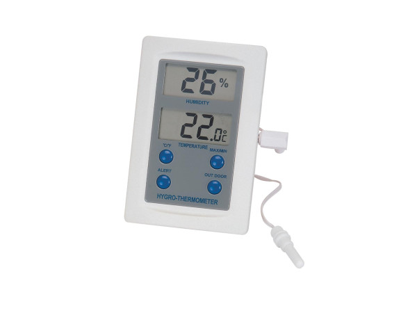 Digitale thermo-hygrometer voor binnen- en buitentemperatuur Digitale thermo-hygrometer voor binnen- en buitentemperatuur