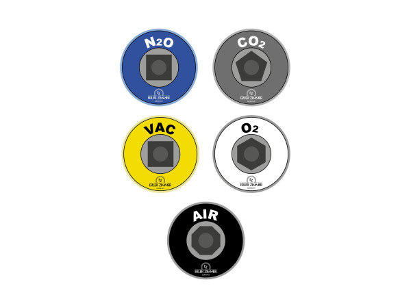 3D Stickers Medische Gasaansluitingen Set (5 stuks)